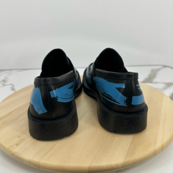 Camper Lab Womens 8.5 MIL 1978 Loafers Black Blue Brushed Leather Wacky Artsy - Picture 11 of 13
